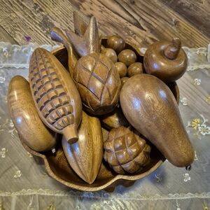 Wooden Fruit Bowl Decor MCM Vintage